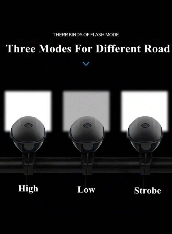 مصباح أمامي للدراجة بمنفذ USB قابل لإعادة الشحن مع سارينة أصوات متعددة , سهل الفك و التركيب - Image 3