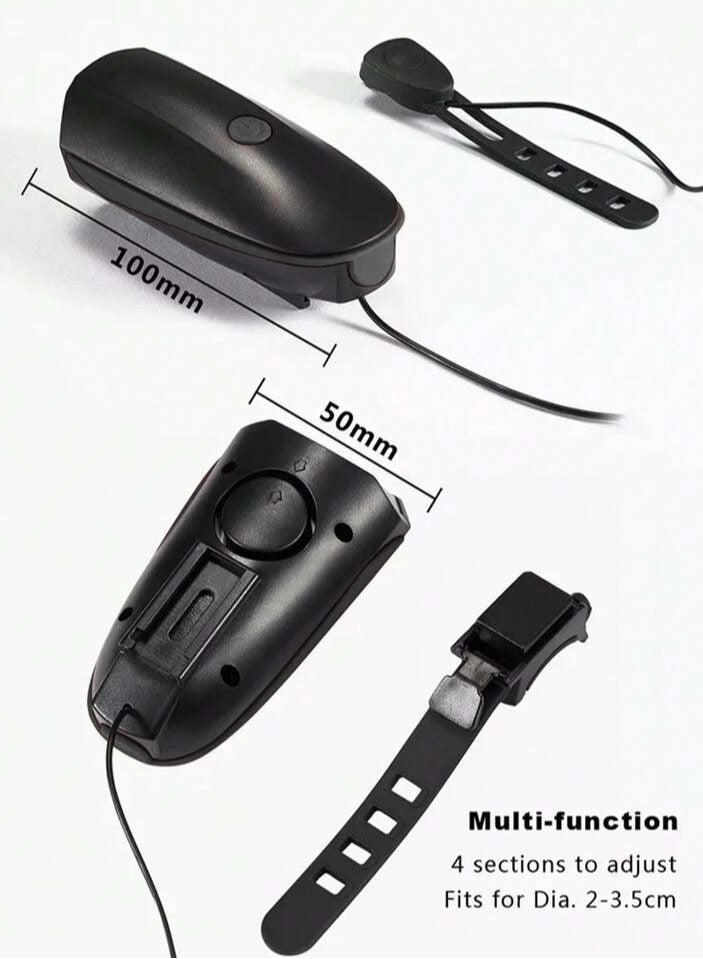 مصباح أمامي للدراجة بمنفذ USB قابل لإعادة الشحن مع سارينة أصوات متعددة , سهل الفك و التركيب - Image 4