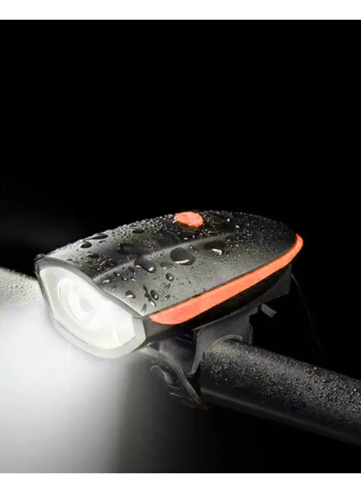 USB Rechargeable Bicycle Front Light with Multiple Sounds - Image 1