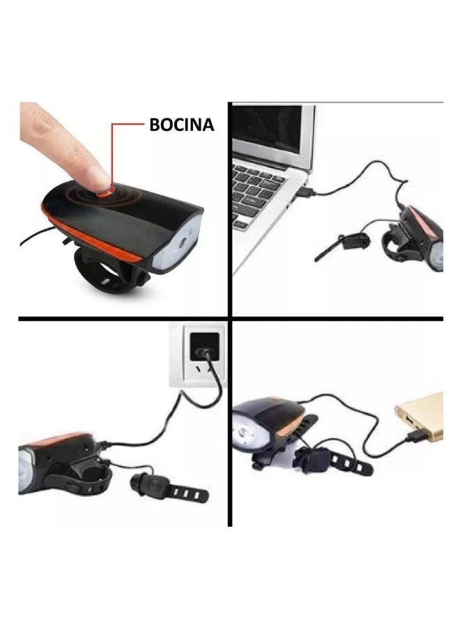 USB Rechargeable Bicycle Front Light with Multiple Sounds - Image 2