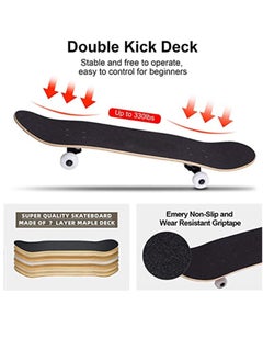 Arabest Skateboards for Beginners 80*20cm Complete Standard Skateboard for Girls and Boys, 7 Layer Maple Double Kick Concave Skateboard for Kids and Adults  - Image 4