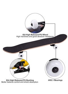 Arabest Skateboards for Beginners 80*20cm Complete Standard Skateboard for Girls and Boys, 7 Layer Maple Double Kick Concave Skateboard for Kids and Adults  - Image 3