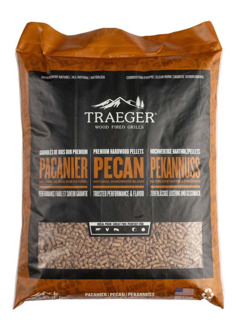 TRAEGER Pecan Wood Fired Flavor 100% All-Natural Wood Pellets For Smokers And Pellet Grills, Bbq, Bake, Roast, And Grill, 20Lb Bag  - Image 1