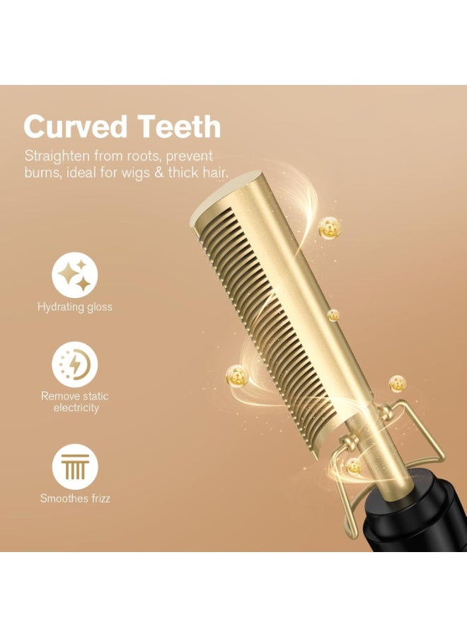ACLIX Hot Comb,450F Adjustable Temperature Hair Straightener Anti-Scald Heat Pressing Combs,Ceramic Electric Fast Heating Hair Straightening Comb,Curling Iron with Dual Voltage Auto and Shut-Off - Image 5