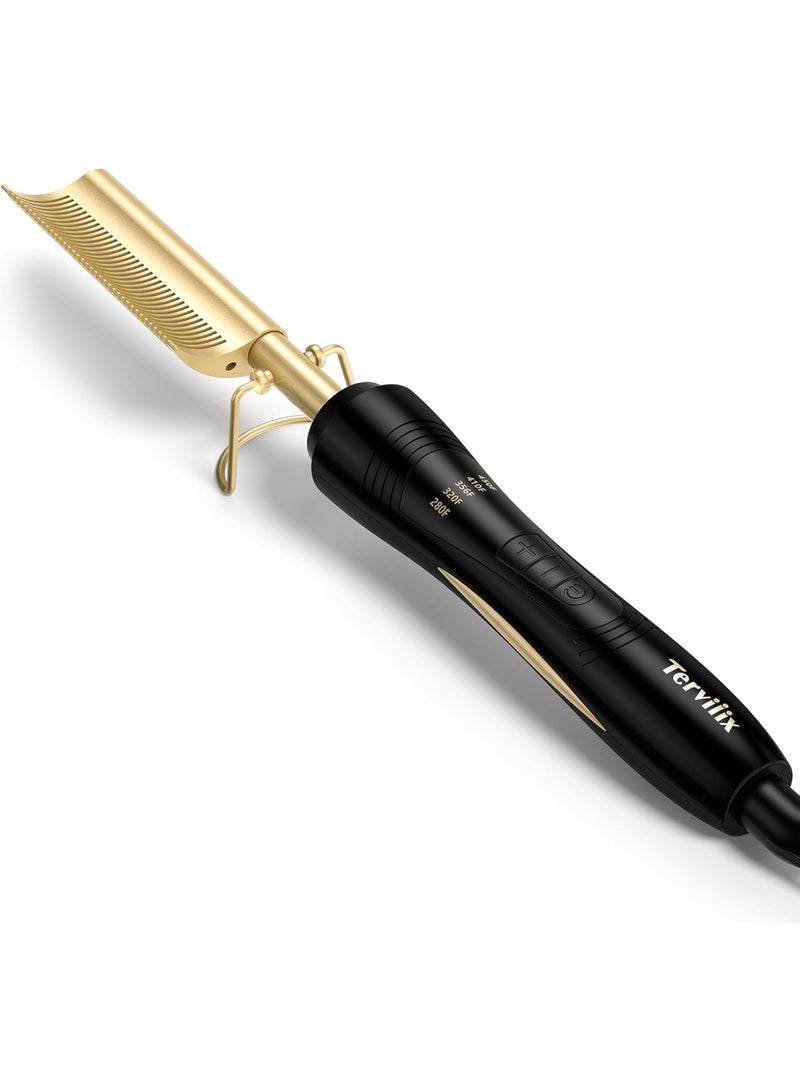 ACLIX Hot Comb,450F Adjustable Temperature Hair Straightener Anti-Scald Heat Pressing Combs,Ceramic Electric Fast Heating Hair Straightening Comb,Curling Iron with Dual Voltage Auto and Shut-Off - Image 1