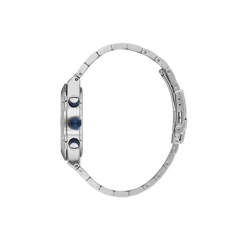 DANIEL KLEIN Men's Stainless Steel Silver Brass Case Analog Dark Blue Round Sunray Dial Japanese Quartz Exclusive 50 Meters Water Resistant