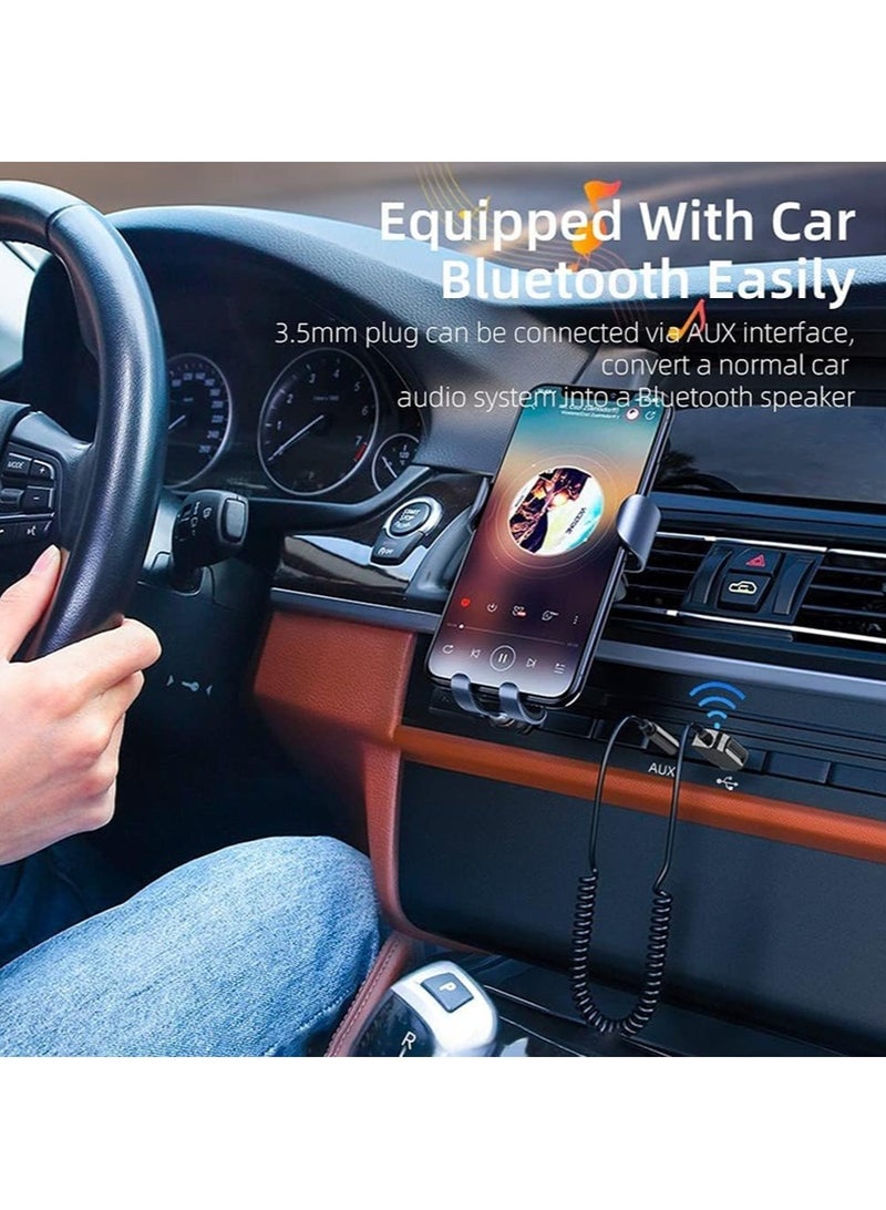 ESSAGER Noise Cancelling Bluetooth 5.0 Receiver, Lossless Music USB to 3.5mm Jack Audio Adapter with Built-in Microphone for Car Kit/Home Stereo/Hands-Free Call Speakerphone - Image 4
