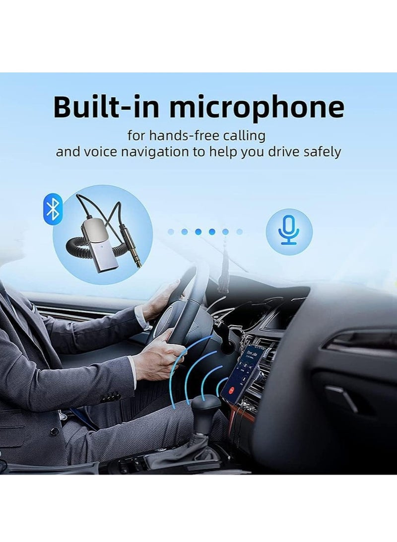 ESSAGER Noise Cancelling Bluetooth 5.0 Receiver, Lossless Music USB to 3.5mm Jack Audio Adapter with Built-in Microphone for Car Kit/Home Stereo/Hands-Free Call Speakerphone - Image 5