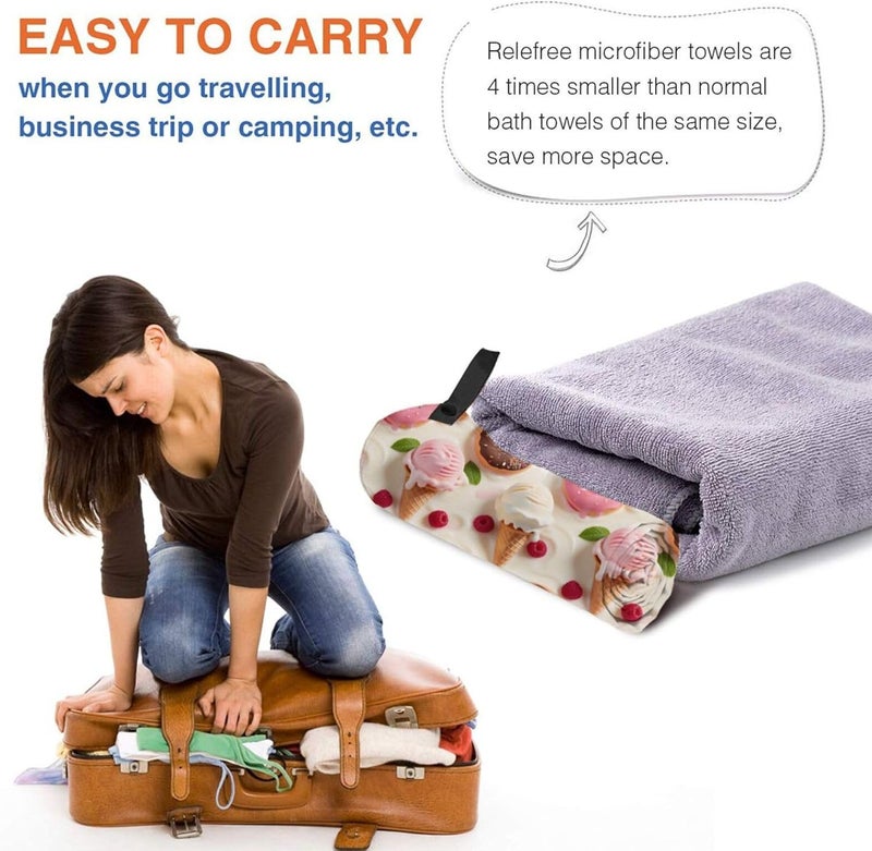 Sweet Swirl Paradise Quick Dry Microfiber Towel, Full Print, Compact with Bag & Carabiner - Image 4
