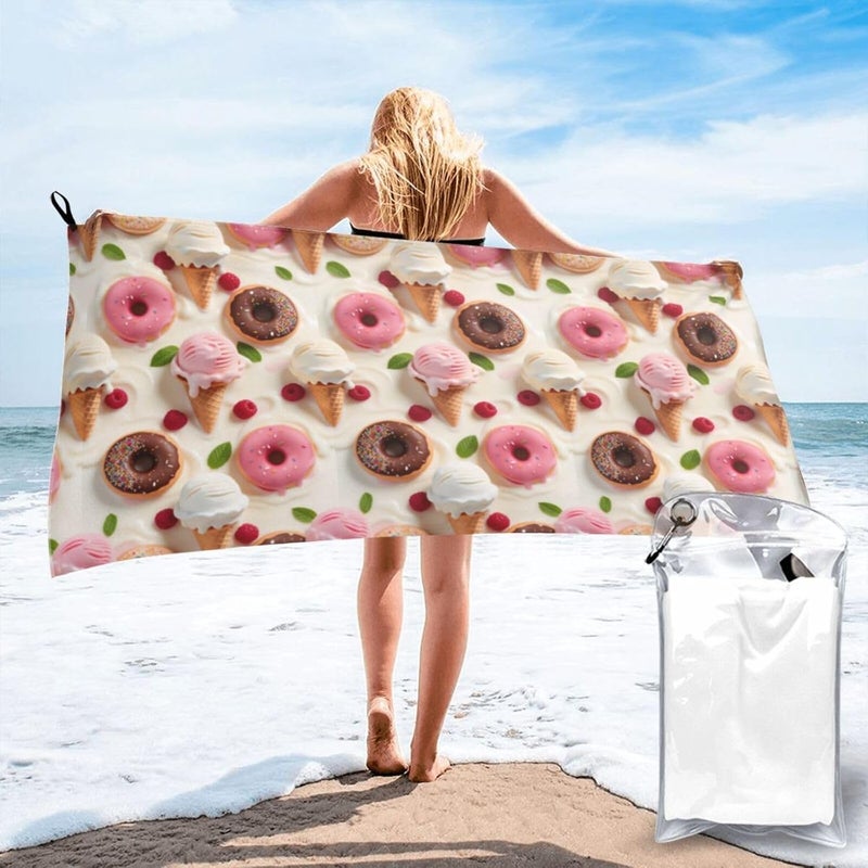 Sweet Swirl Paradise Quick Dry Microfiber Towel, Full Print, Compact with Bag & Carabiner - Image 1