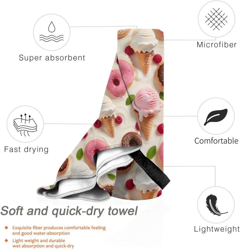Sweet Swirl Paradise Quick Dry Microfiber Towel, Full Print, Compact with Bag & Carabiner - Image 3
