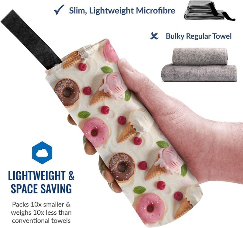 Sweet Swirl Paradise Quick Dry Microfiber Towel, Full Print, Compact with Bag & Carabiner - Image 2