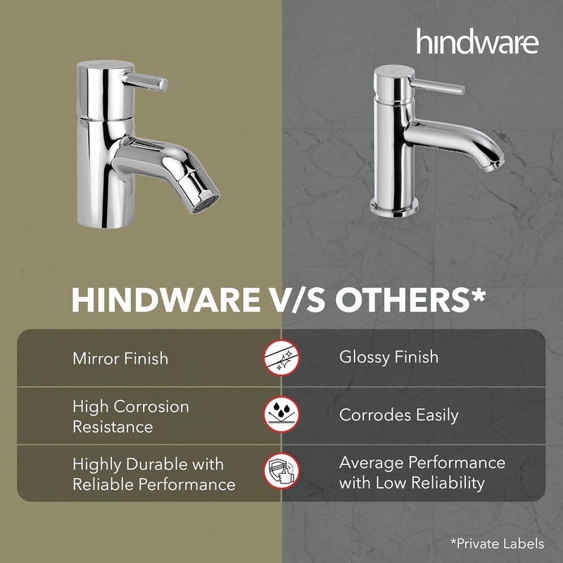 hindware صنبور ماء نوع عمود فلورا F280001CP، صنبور حوض، نحاس بتشطيب كروم | ضمان المصنع لمدة 12 سنة - Image 5