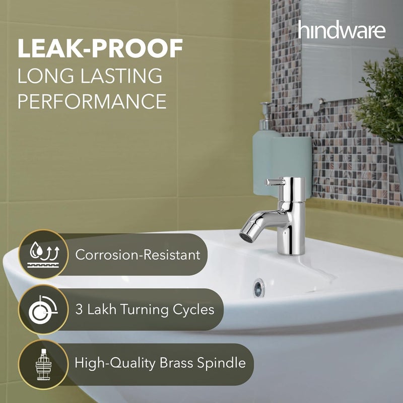 hindware صنبور ماء نوع عمود فلورا F280001CP، صنبور حوض، نحاس بتشطيب كروم | ضمان المصنع لمدة 12 سنة - Image 3