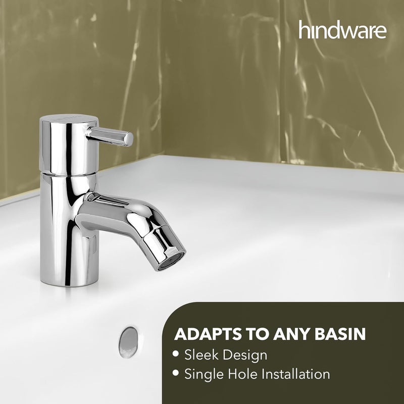 hindware صنبور ماء نوع عمود فلورا F280001CP، صنبور حوض، نحاس بتشطيب كروم | ضمان المصنع لمدة 12 سنة - Image 4