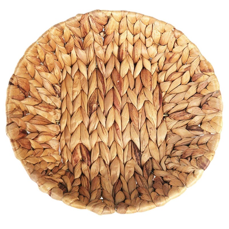 Natural Woven Round Storage Basket Shallow Picnic Tray For Kitchen Dining Organizer - Image 2