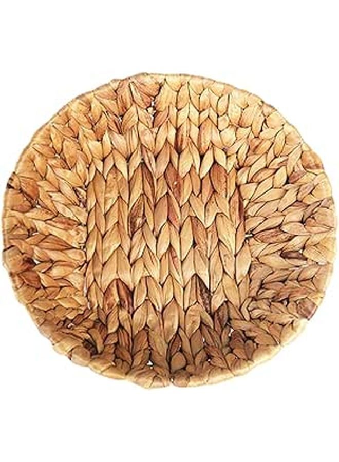 Natural Woven Round Storage Basket Shallow Picnic Tray For Kitchen Dining Organizer - Image 1