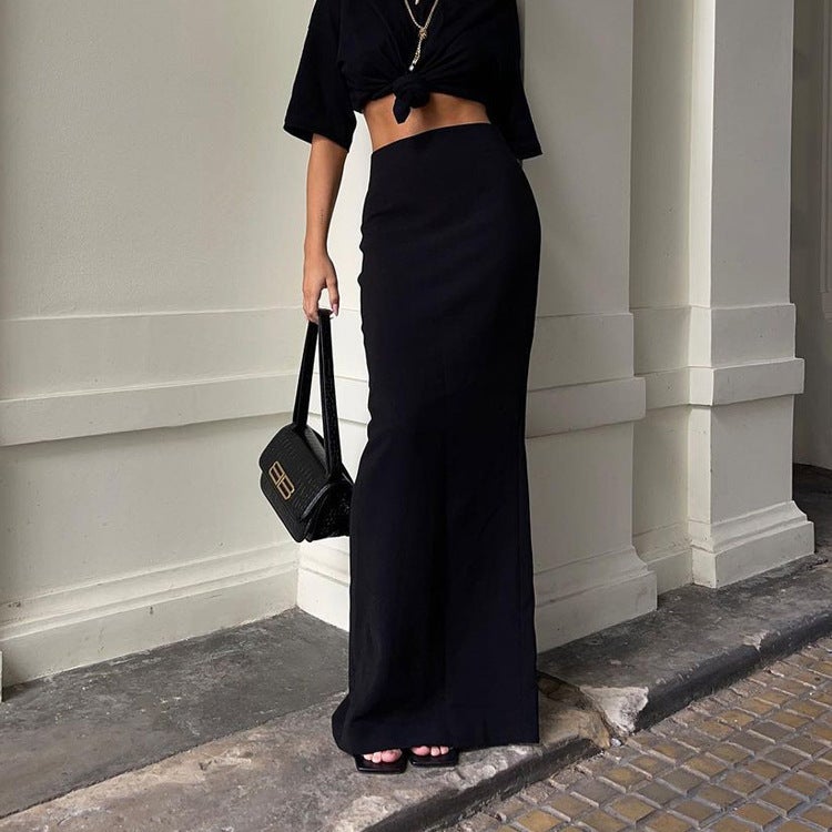 and Autumn and Winter Long Skirts, Solid Color Pencil Skirts, Women''s High-Waisted Tight Skirts - Image 4