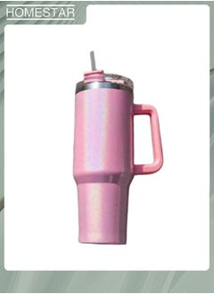 HOMESTAR Thermal Mug with Straw Double-Walled Vacuum Insulated Car Mug, Travel Mug With Handle And Straw, For Iced Coffee, Hot or Cold Tea and Beverage  - Image 1
