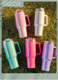 HOMESTAR Thermal Mug with Straw Double-Walled Vacuum Insulated Car Mug, Travel Mug With Handle And Straw, For Iced Coffee, Hot or Cold Tea and Beverage  - Image 3