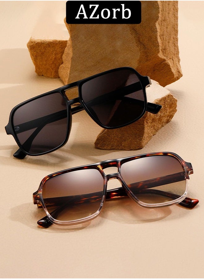 AZorb Retro Aviator Sunglasses Men Women Gradient Lens Fashion Men's Sunglasses Tinted Polarized Sun Glassess Mens Ladies Square 70s Sunglass for UV400 Protection Shades Black  - Image 5