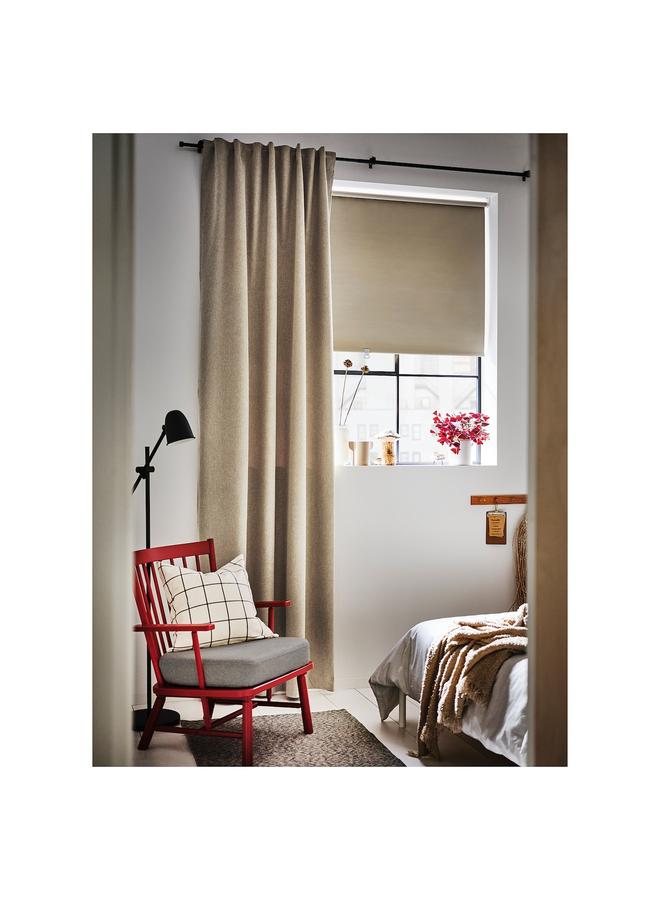 Zaboon Room darkening curtains, 1 pair, with heading tape/yellow-beige, 135x300 cm - Image 5