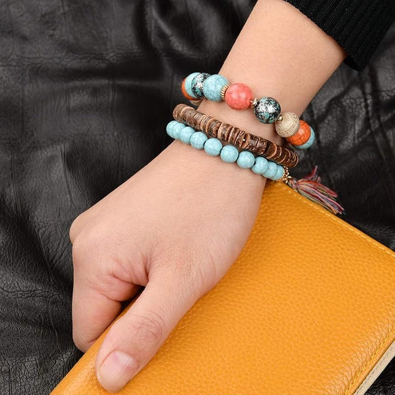 Hithop Bohemian Wood Beaded Bracelets & Bangles For Women Ethnic Tassel Elephant Multilayer Bracelet Charm Pulseiras Bijoux Candy Color Creative Gift Home Christmas Decor Clearance - Image 3