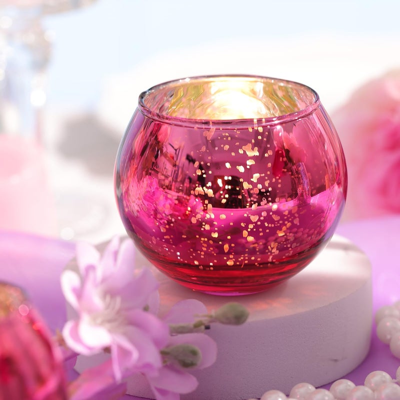 LAMORGIFT 12 Pcs Hot Pink Candle Holders for Barbie Birthday Party Decorations- Summer Bridal Shower Decorations, Votive Candle Holders for Wedding, Pink Candle Centerpieces for Disco, Cowgirl Party - Image 2