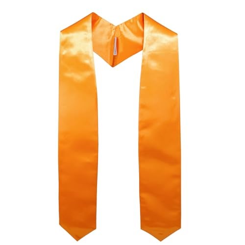 GraduationMall Unisex Adult Plain Graduation Stole 60" Orange - Image 1