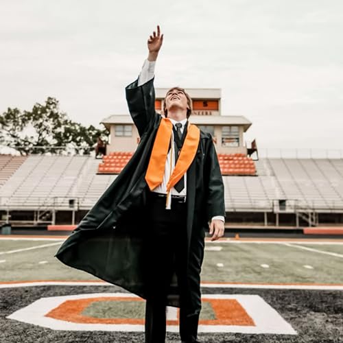 GraduationMall Unisex Adult Plain Graduation Stole 60" Orange - Image 5