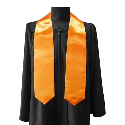 GraduationMall Unisex Adult Plain Graduation Stole 60" Orange - Image 2