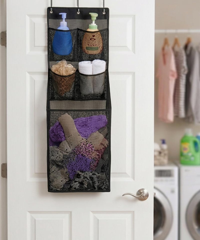 ALYER Multifunctional Over The Door Laundry Basket,Behind The Door Storage Organizer for Laundry,RV,Dorm,Bathroom,Bedroom,Pantry, Nursery,Kitchen (Black) - Image 5