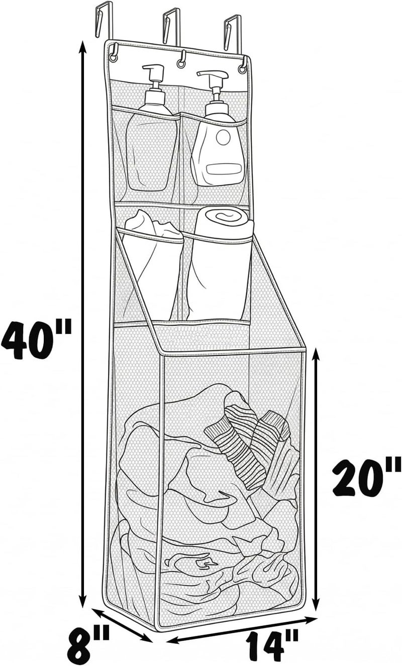 ALYER Multifunctional Over The Door Laundry Basket,Behind The Door Storage Organizer for Laundry,RV,Dorm,Bathroom,Bedroom,Pantry, Nursery,Kitchen (Black) - Image 1