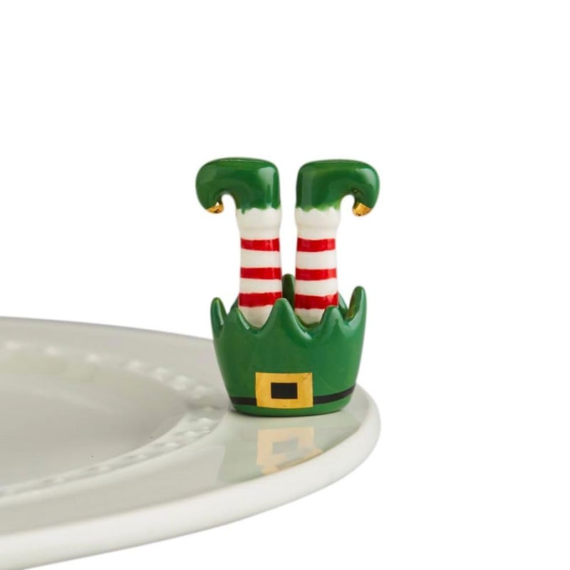 nf nora fleming nora fleming Jingle Toes Elf Feet  HandPainted Ceramic Christmas Decor  Winter Minis for the Home and Office - Image 1