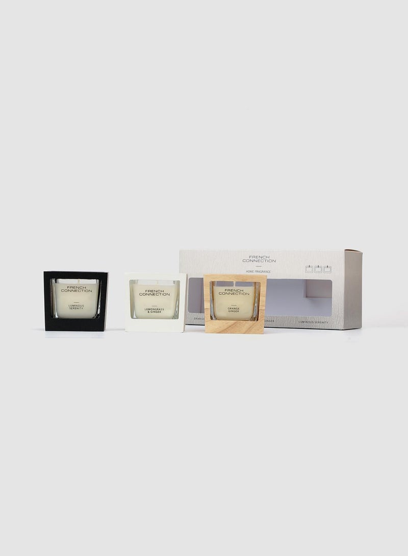 French Connection Wooden Surround Detail Trio of Candles Gift Set 3 X 50G - Image 4