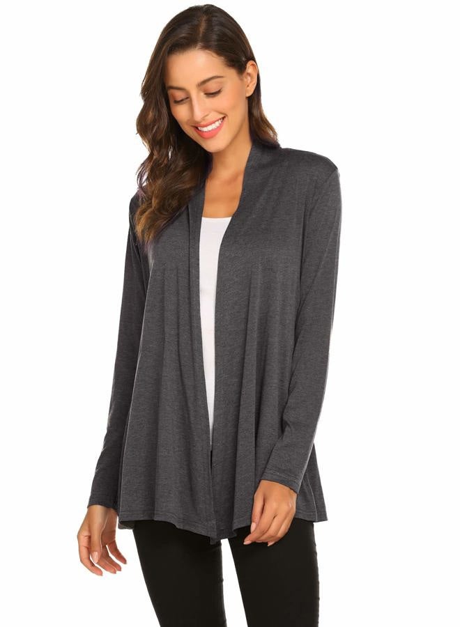 Newchoice Womens Casual Lightweight Long Sleeve Cardigan Soft Drape Open Front Fall Dusters (S-3X), Dark Grey, XXL - Image 3