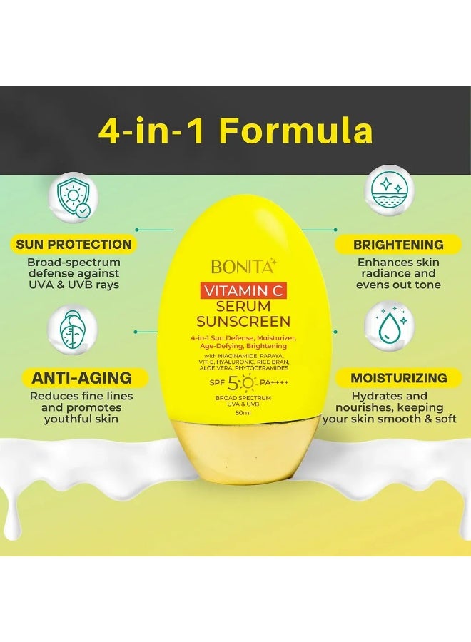 Bonita سيروم واقي الشمس بونيتا فيتامين سي لجميع أنواع البشرة SPF50 PA++++ 50 مل - Image 3