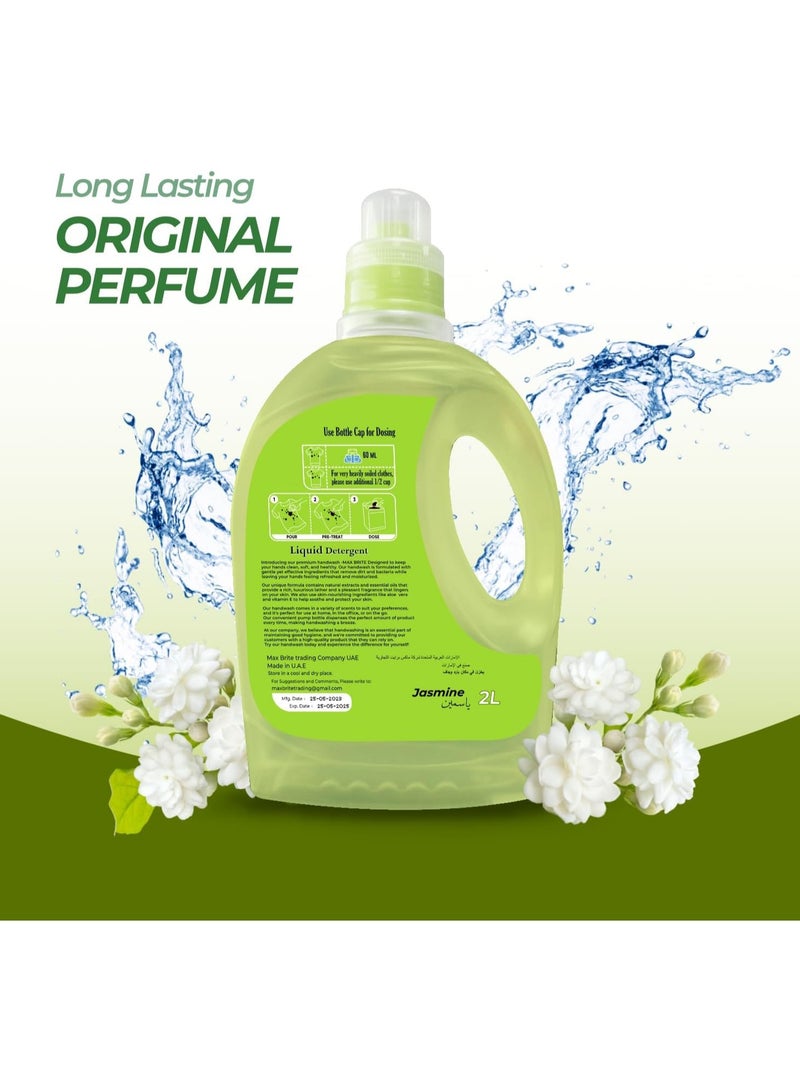 Max Brite Laundry Stain Remover Liquid Detergent Gentle on Fabrics Jasmine Fragrance 2L - Image 3