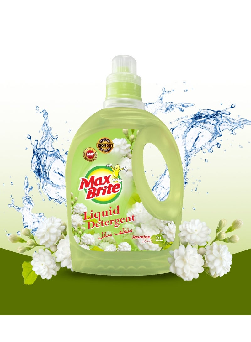 Max Brite Laundry Stain Remover Liquid Detergent Gentle on Fabrics Jasmine Fragrance 2L - Image 2