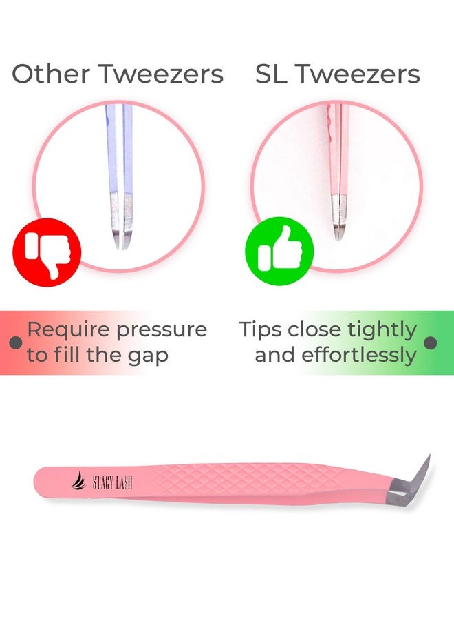 Stacy Lash - Eyelash Extension Tweezersprecision Tool For Premade Fans & Volume Extensionscurved Tipfalse Lashes Supplies - Image 1
