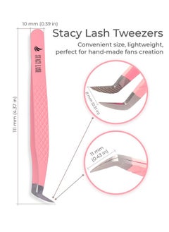 Stacy Lash Eyelash Extension Tweezersprecision Tool For Premade Fans & Volume Extensionscurved Tipfalse Lashes Supplies  - Image 2