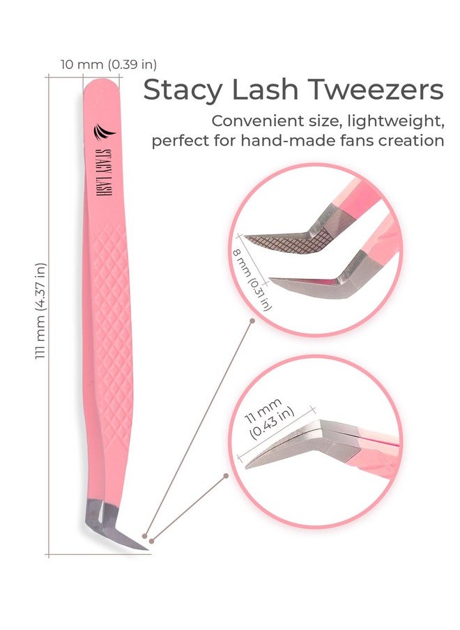 Stacy Lash - Eyelash Extension Tweezersprecision Tool For Premade Fans & Volume Extensionscurved Tipfalse Lashes Supplies - Image 1