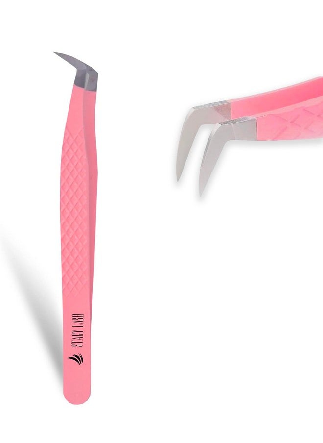 Stacy Lash - Eyelash Extension Tweezersprecision Tool For Premade Fans & Volume Extensionscurved Tipfalse Lashes Supplies - Image 1