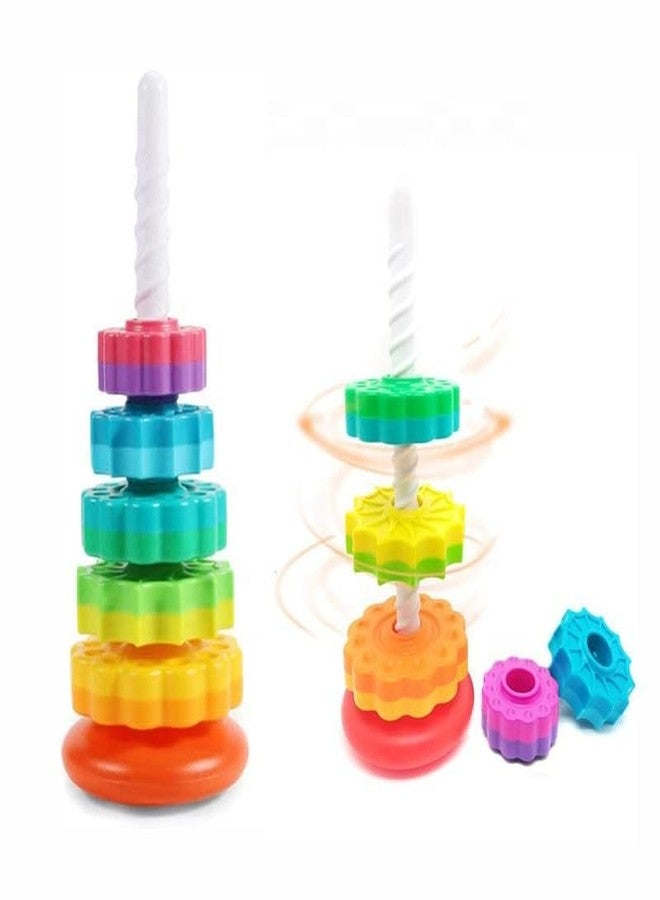 Dorytoys Colorful Stacking Ring Toy for Toddlers Educational Rainbow Stacker with Textured Rings, Safe & Durable Learning Toy for Babies and Kids - Image 3