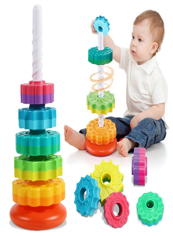 Dorytoys Colorful Stacking Ring Toy for Toddlers Educational Rainbow Stacker with Textured Rings, Safe & Durable Learning Toy for Babies and Kids - Image 5