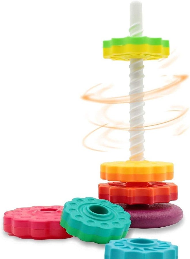 Dorytoys Colorful Stacking Ring Toy for Toddlers Educational Rainbow Stacker with Textured Rings, Safe & Durable Learning Toy for Babies and Kids - Image 4