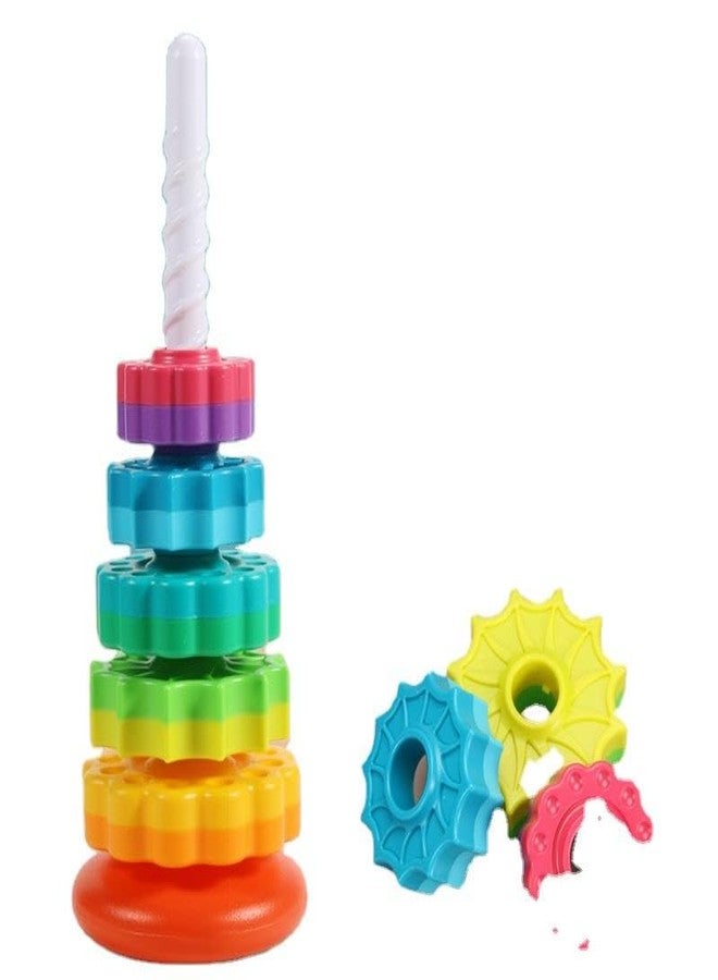 Dorytoys Colorful Stacking Ring Toy for Toddlers Educational Rainbow Stacker with Textured Rings, Safe & Durable Learning Toy for Babies and Kids - Image 1