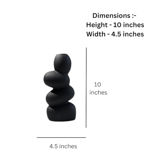 Craftribal's Pebble Vase|Ceramic Flower Vase|10 Inches|Stone Vase|Color (Black) Pebble vase for Flowers Pampass Grass Home Decor Living Room Bedroom Office Center Table - Image 5