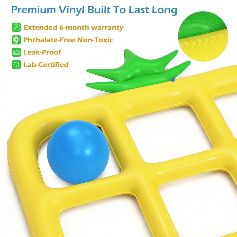 Jasonwell Tic-Tac-Toe Pool Toys Games - Giant Floating Tic Tac Toe Game Float with 10 Balls Pineapple Pool Game Party Toy Floats Yard Field Day Games Outdoor Beach Toys for Adults Teens Kids (Yellow) - Image 4