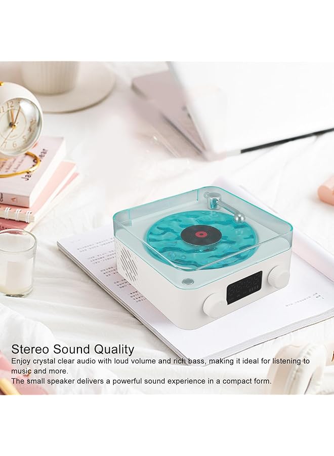 erorex 3 In 1 Vintage Record Player Bluetooth Speaker With Time Display Night Light Stereo Sound White  - Image 5